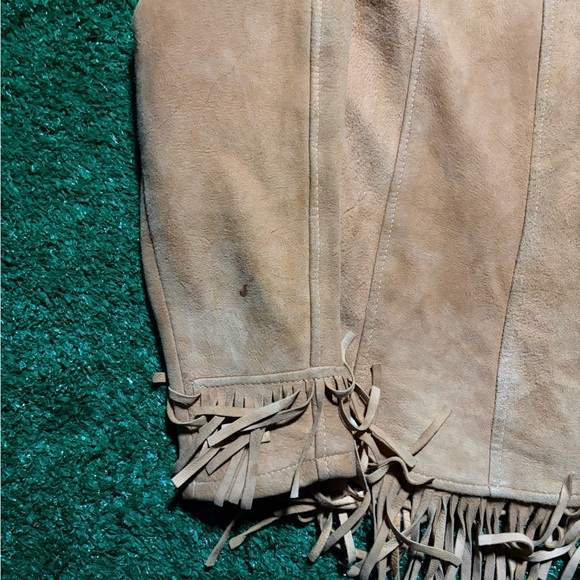 Vintage 70s Berman Buckskin Deer Hide Suede Leather Fringe Jacket Pullover Small - Picture 7 of 8